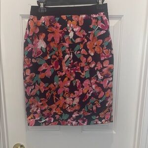 Ann Taylor Floral Pencil Skirt - Pink and Orange